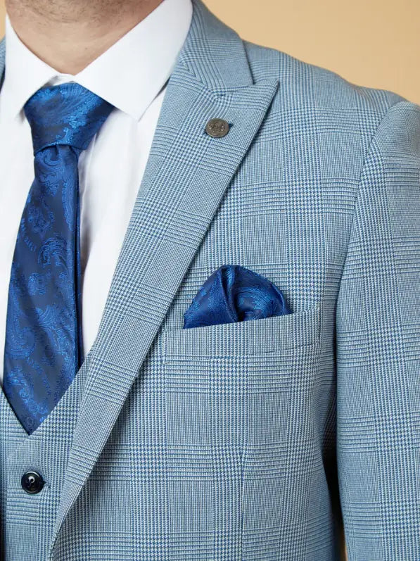 Completo uomo a due pezzi azzurro a quadri - Bromley Sky suit 2pc