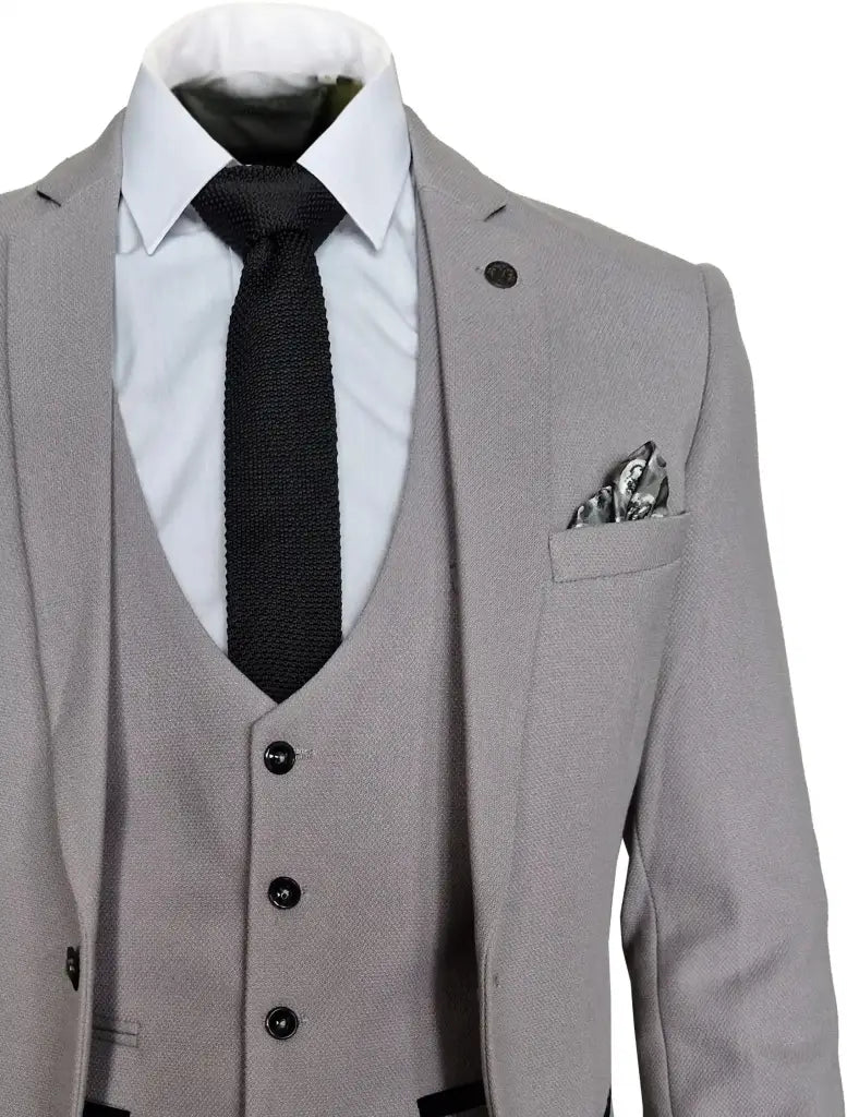 Completo grigio a 3 pezzi per uomo a quadri - Edwin Silver suit