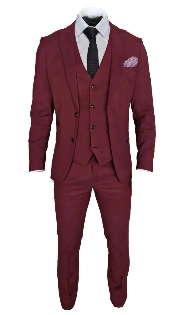 Completo da uomo MAX colore vino, 3 pezzi