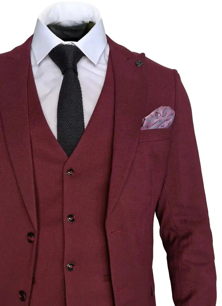 Completo da uomo MAX colore vino, 3 pezzi