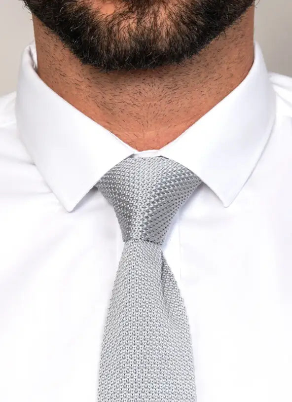 Cravatta Marc Darcy grigio argento a maglia